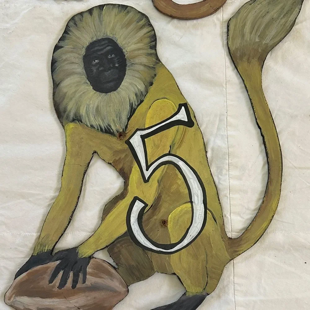 Trader Joe’s Memorabilia Monkey Themed Wall Decor Set Wooden